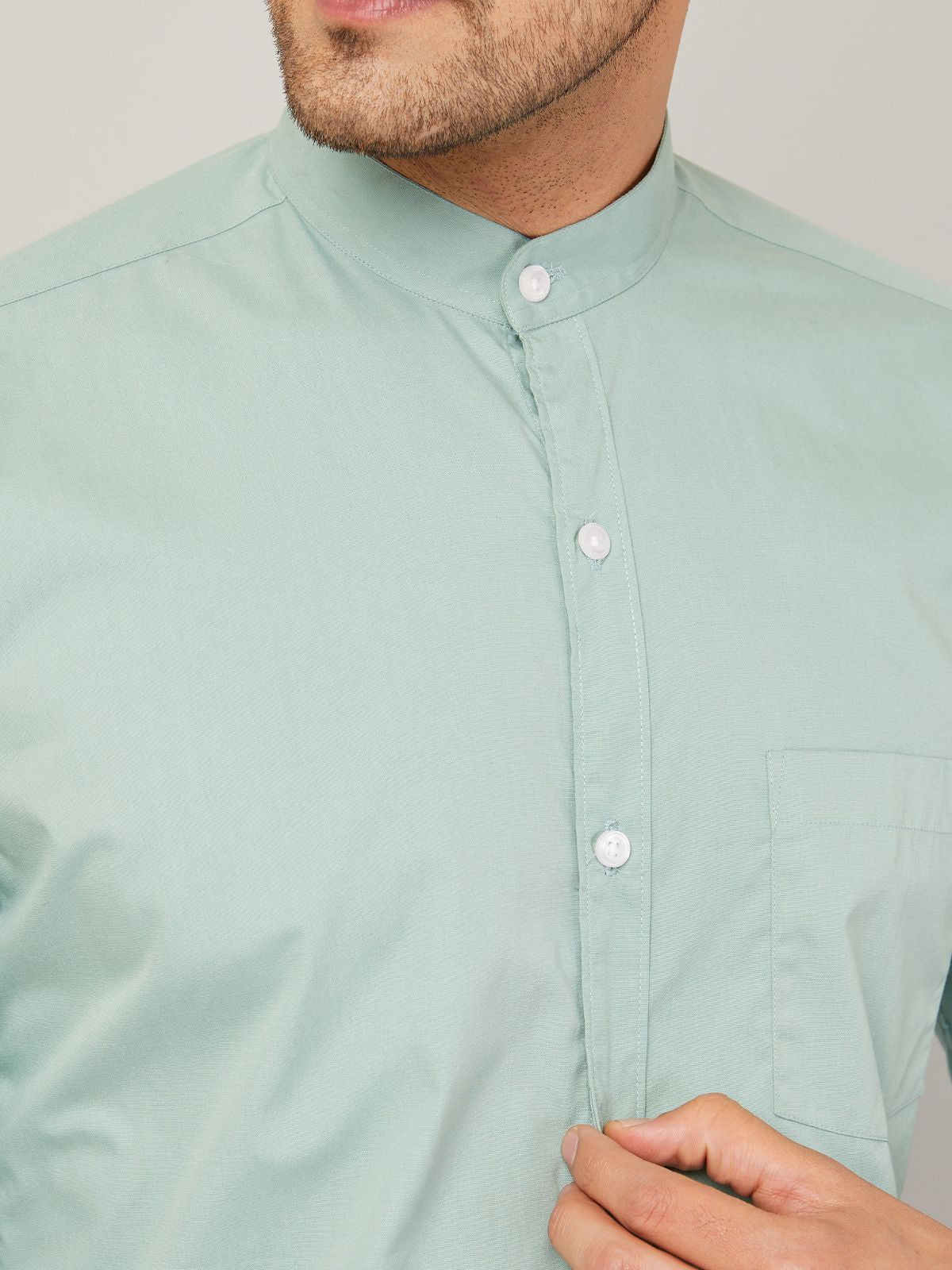 Mandarin collar shirt